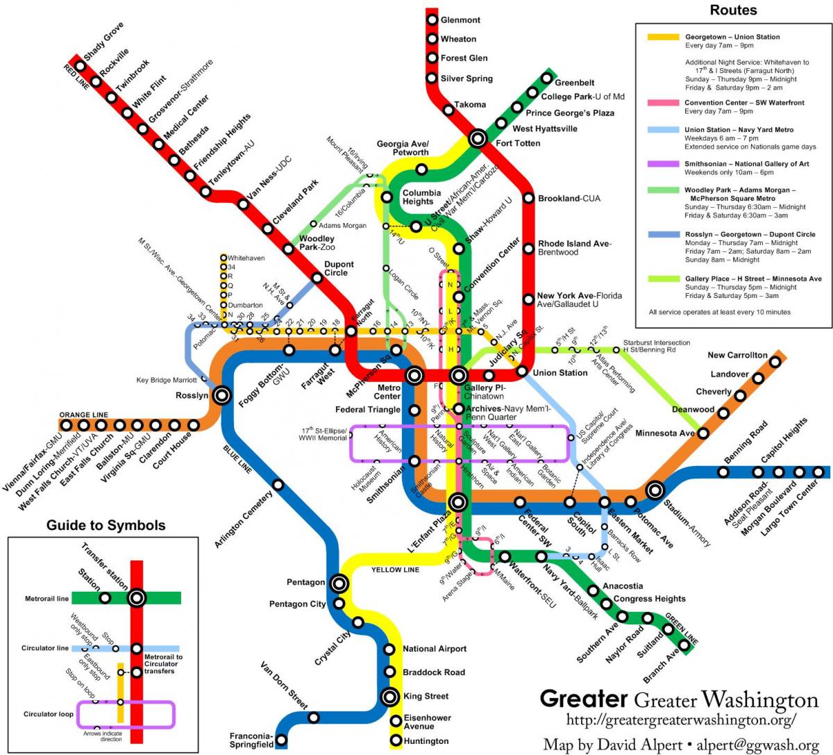 washington metro -, bus-kort