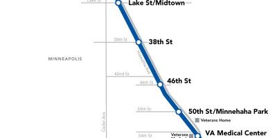 Washington metroens blå linje kort