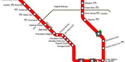 Washington dc metro red line kort