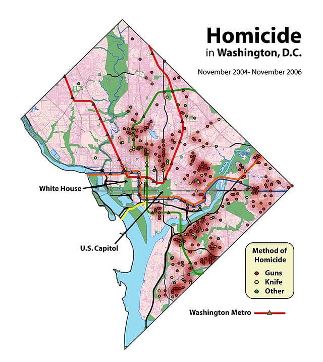 washington dc dårlige kvarterer kort