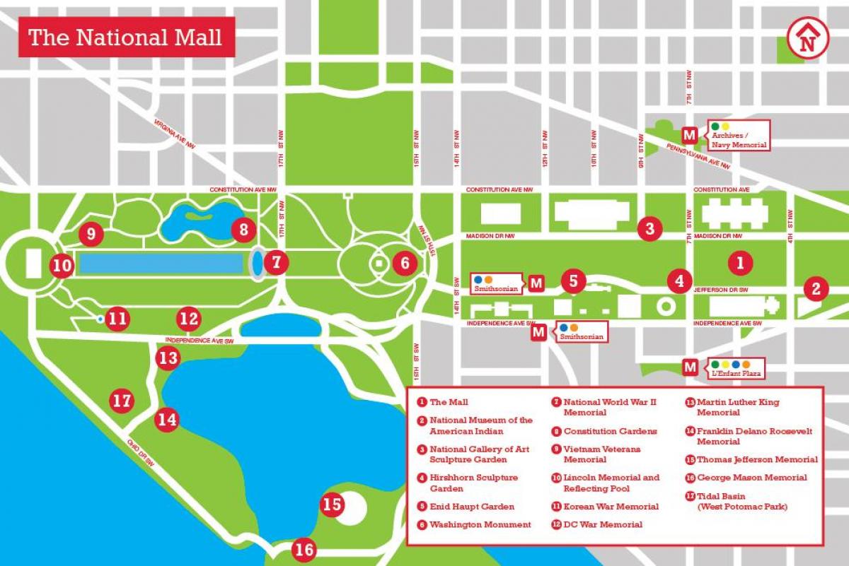 kort af national mall parkering