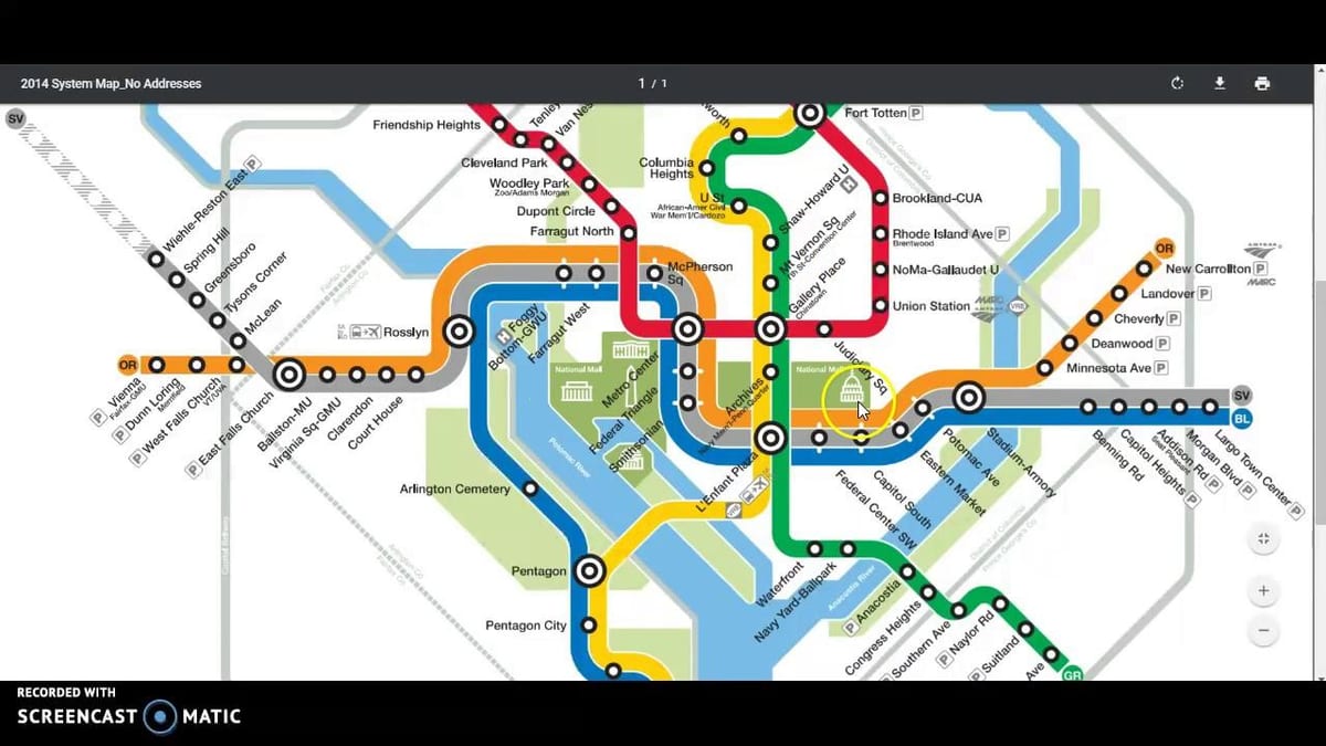 dc metro tur kort