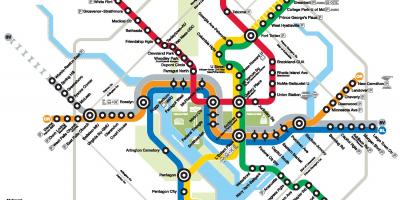 Washington dc metro linje kort