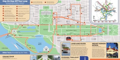 Washington dc 'hop on, hop off' - bussen rute kort
