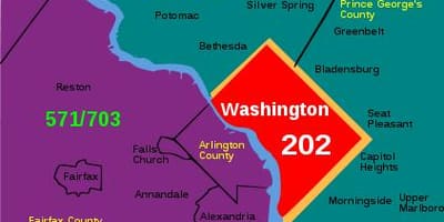 Dc area code kort