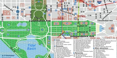 Kort over washington dc største attraktioner