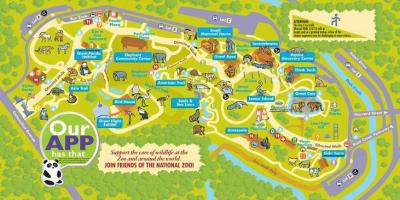 Den nationale zoologiske have i washington dc kort